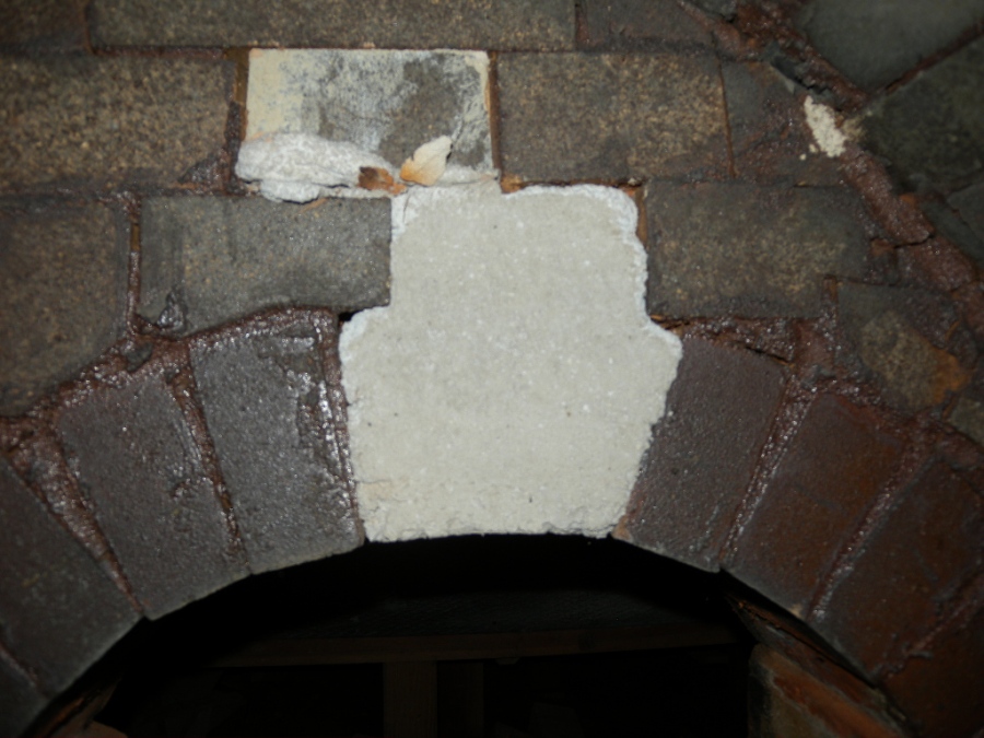 Repair from the inside of kiln.